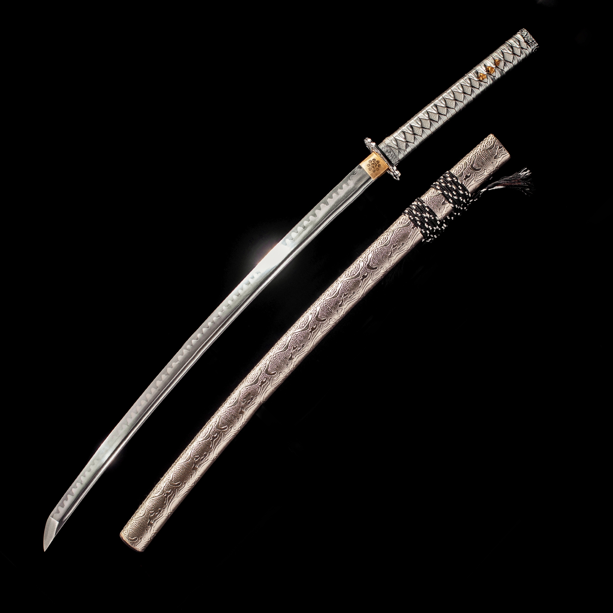 Silver Katana  Handmade High Manganese Steel Sharpening Blade