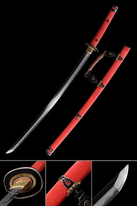 High-performance Japanese Tachi Odachi Sword With Red Rayskin Scabbard