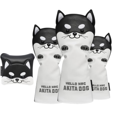 Akita Dog Golf Headcovers Set - Black