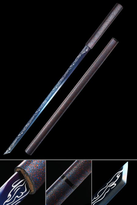 Handmade Full Tang Ninja Sword 1060 Carbon Steel With Blue Blade