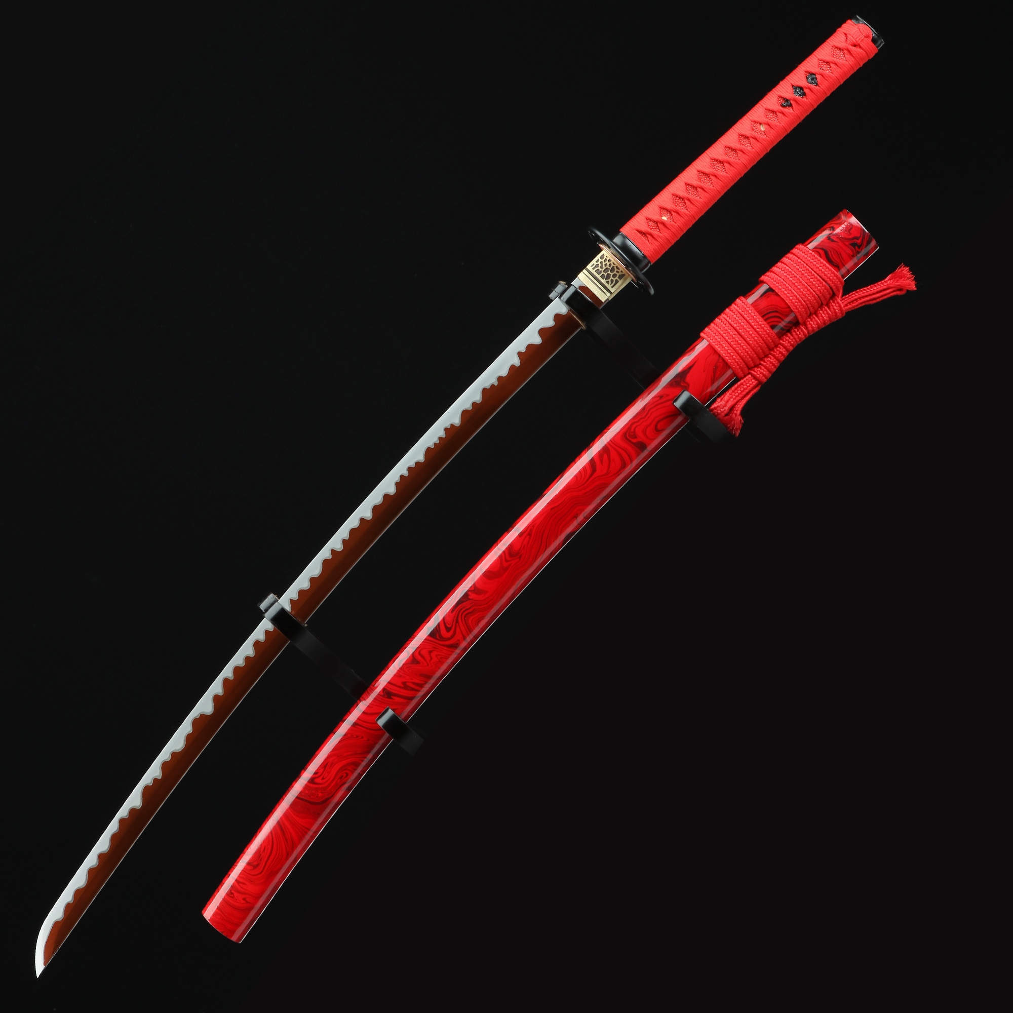 Red Katana Handmade Japanese Samurai Sword Spring Steel With Red Blade And Scabbard Truekatana