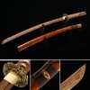 Handmade Japanese Wooden Katana Sword With Brown Blade And Orange Scabbard