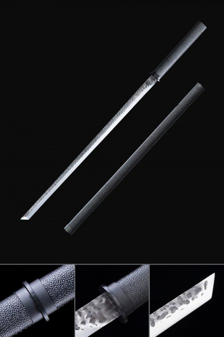 Handmade High Manganese Steel Black Saya Sharpened Real Japanese No Guard Ninjato Ninja Swords