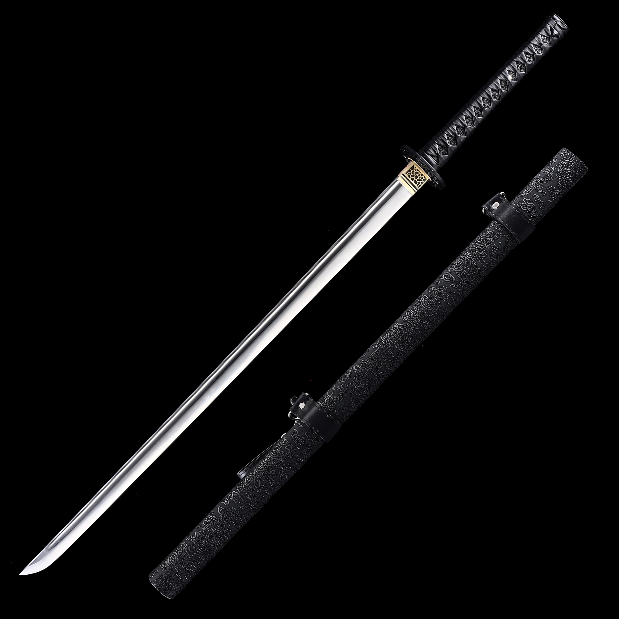 Ninjato Sword | Handmade Japanese Chokuto Ninjato Sword With Black Scabbard  - TrueKatana
