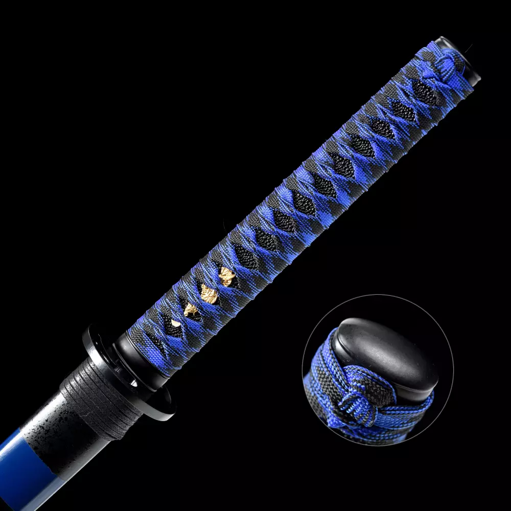 12寸中炭素鋼焼藍武士刀【藍銀草】古兵器 武具 刀装具 日本刀 模造刀 居合刀 12寸中碳钢烤蓝武士刀【蓝银草】 - 龙泉刀剑网_传统宝剑_手工