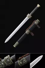 Handmade Chinese Black Dragon Theme Full Tang Han Dynasty Real Chinese Swords