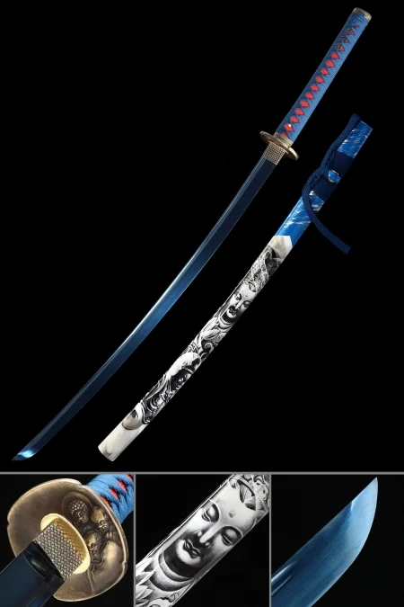 Handmade Japanese Samurai Sword With Blue 1095 Carbon Steel Blade