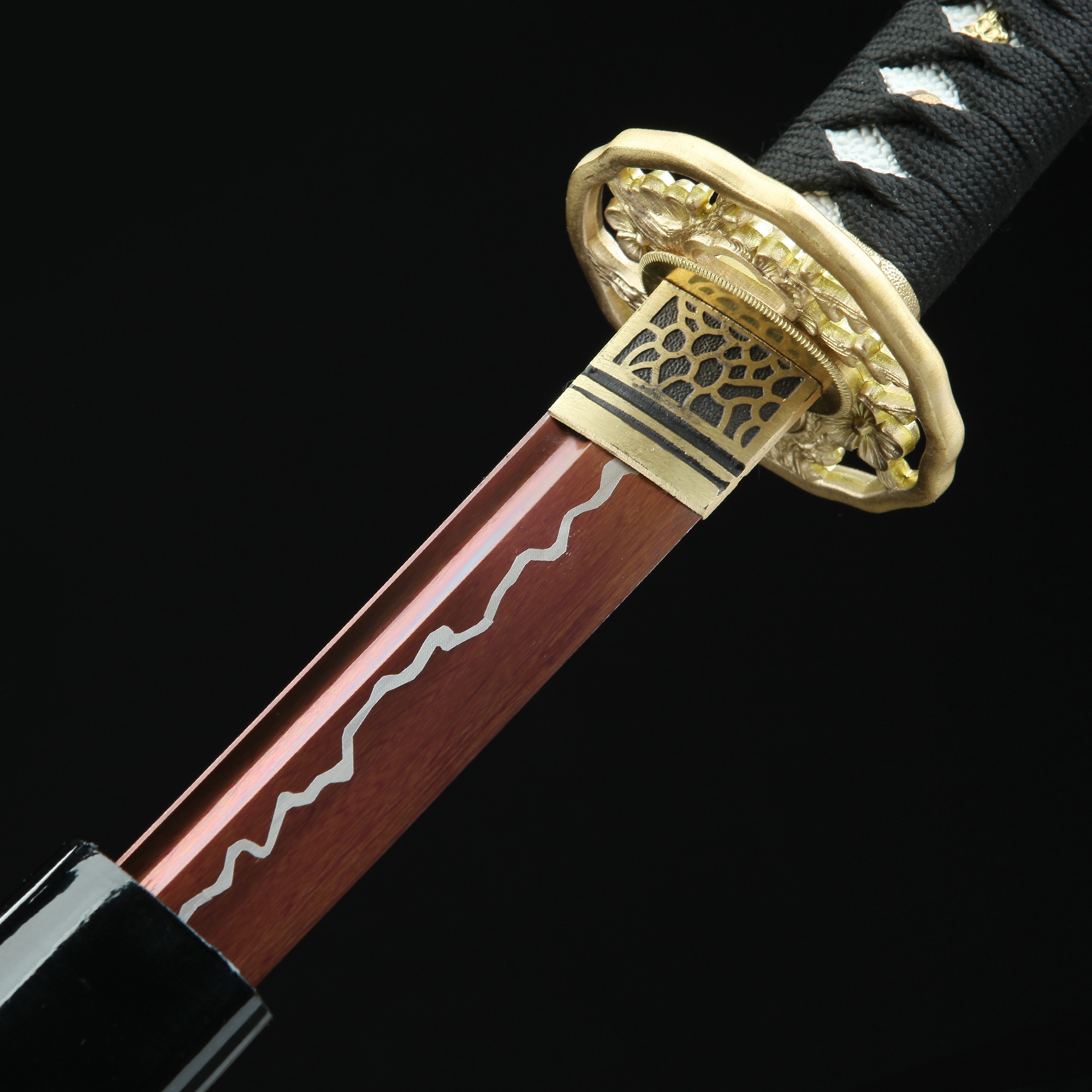 Handmade High Manganese Steel Red Blade Real Japanese Katana Samurai ...