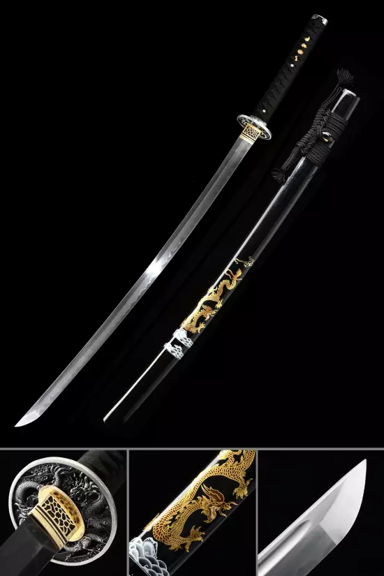 Handmade Japanese Katana Sword T10 Folded Clay Tempered Steel Real Hamon