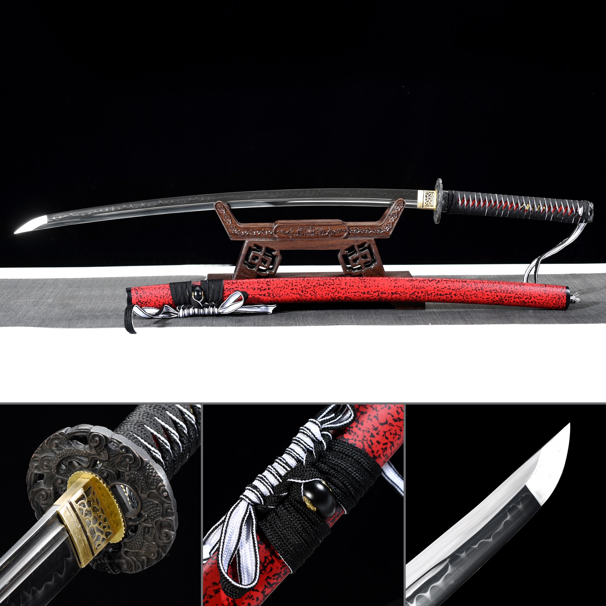 Handmade T Carbon Steel Real Hamon Japanese Katana Samurai Swords