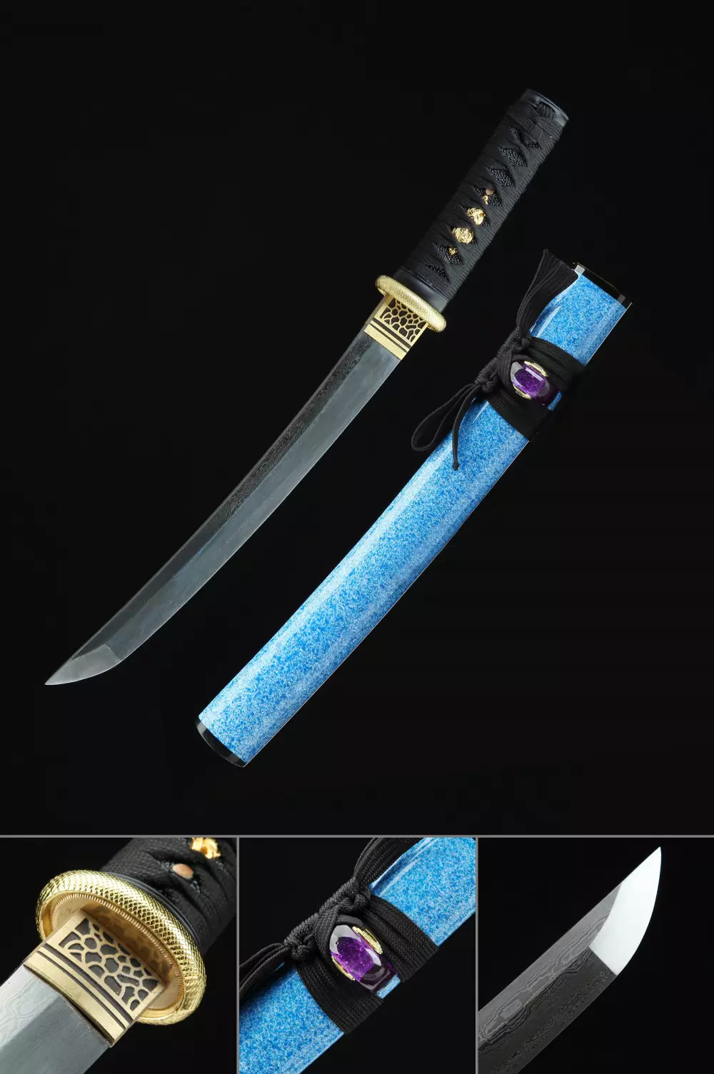 Las mejores ofertas en Hoja de acero de damasco Azul katanas japonesas de  colección