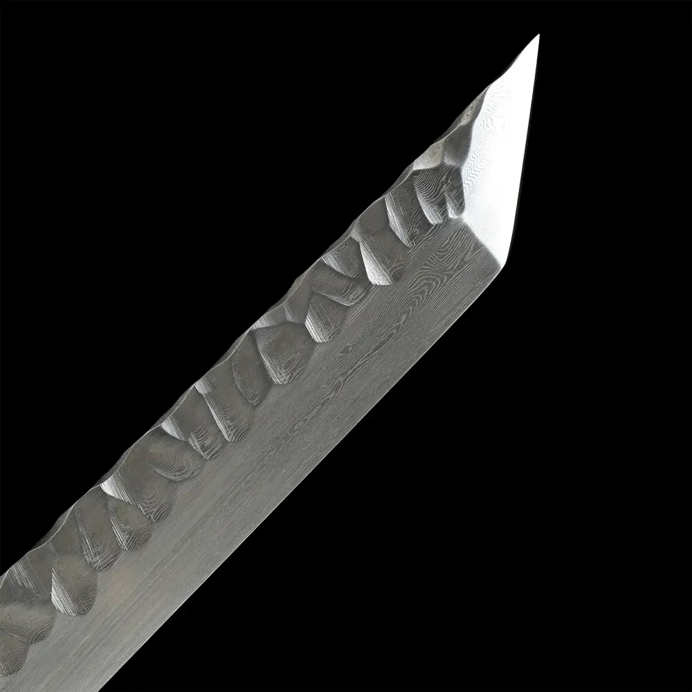 Ninjato | Damascus Steel Ninjato with Blue Ito, Real Rayskin
