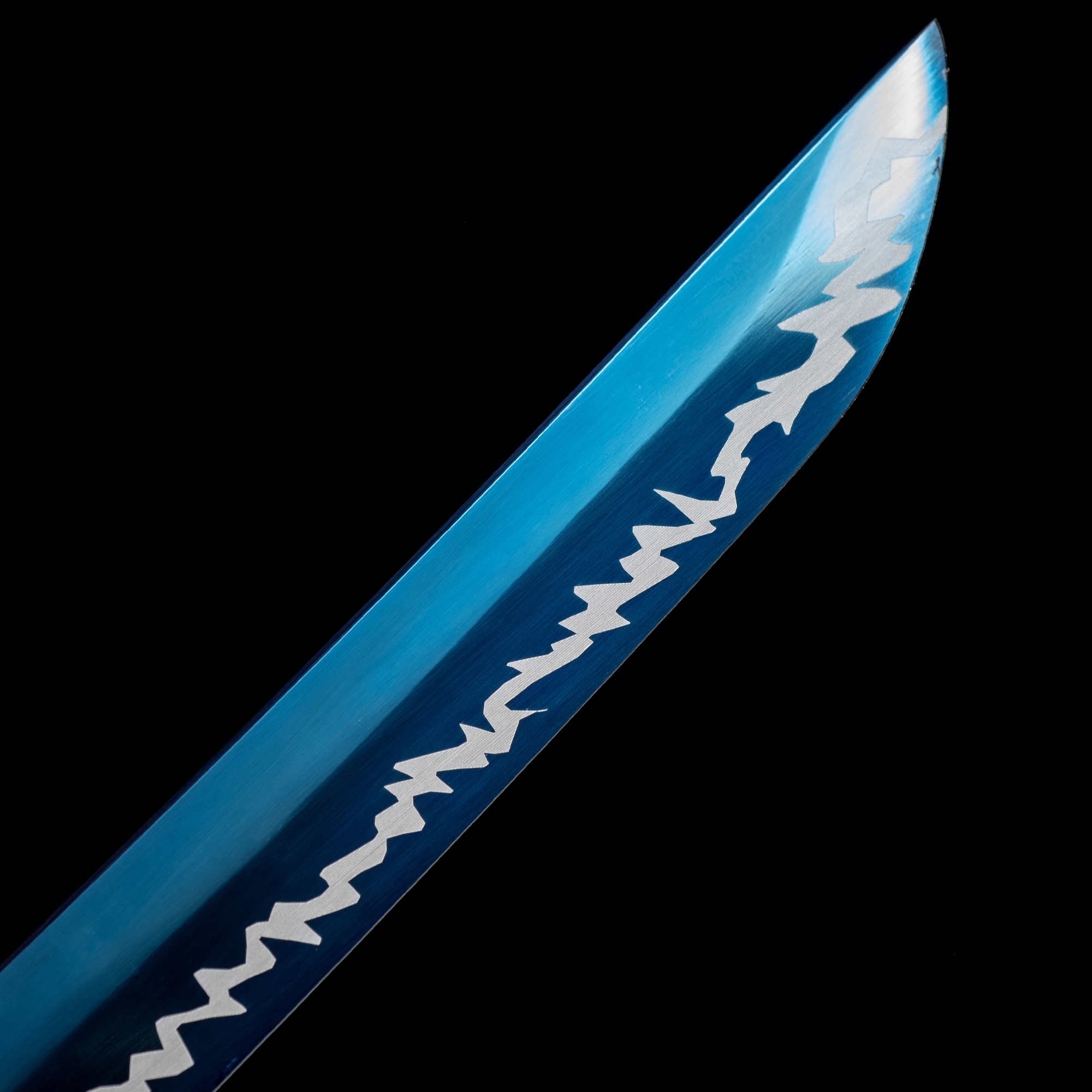 Handmade High Manganese Steel Blue Blade And Wave Theme Real Japanese Samurai Katana Swords