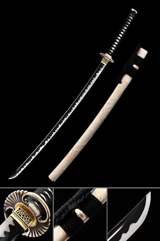 Handmade Japanese Katana Sword With Black Blade
