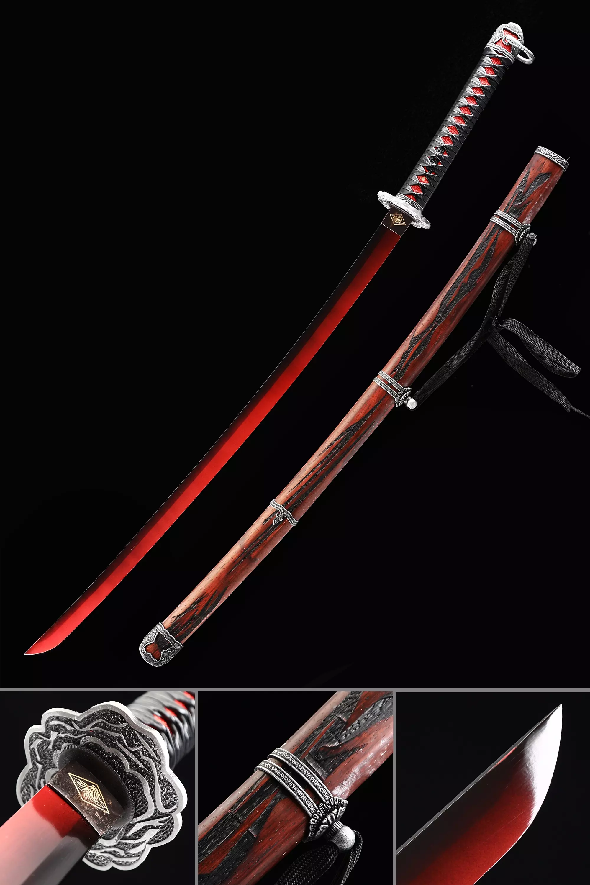 Handmade Japanese Sekiro Katana Sword With Red Blade