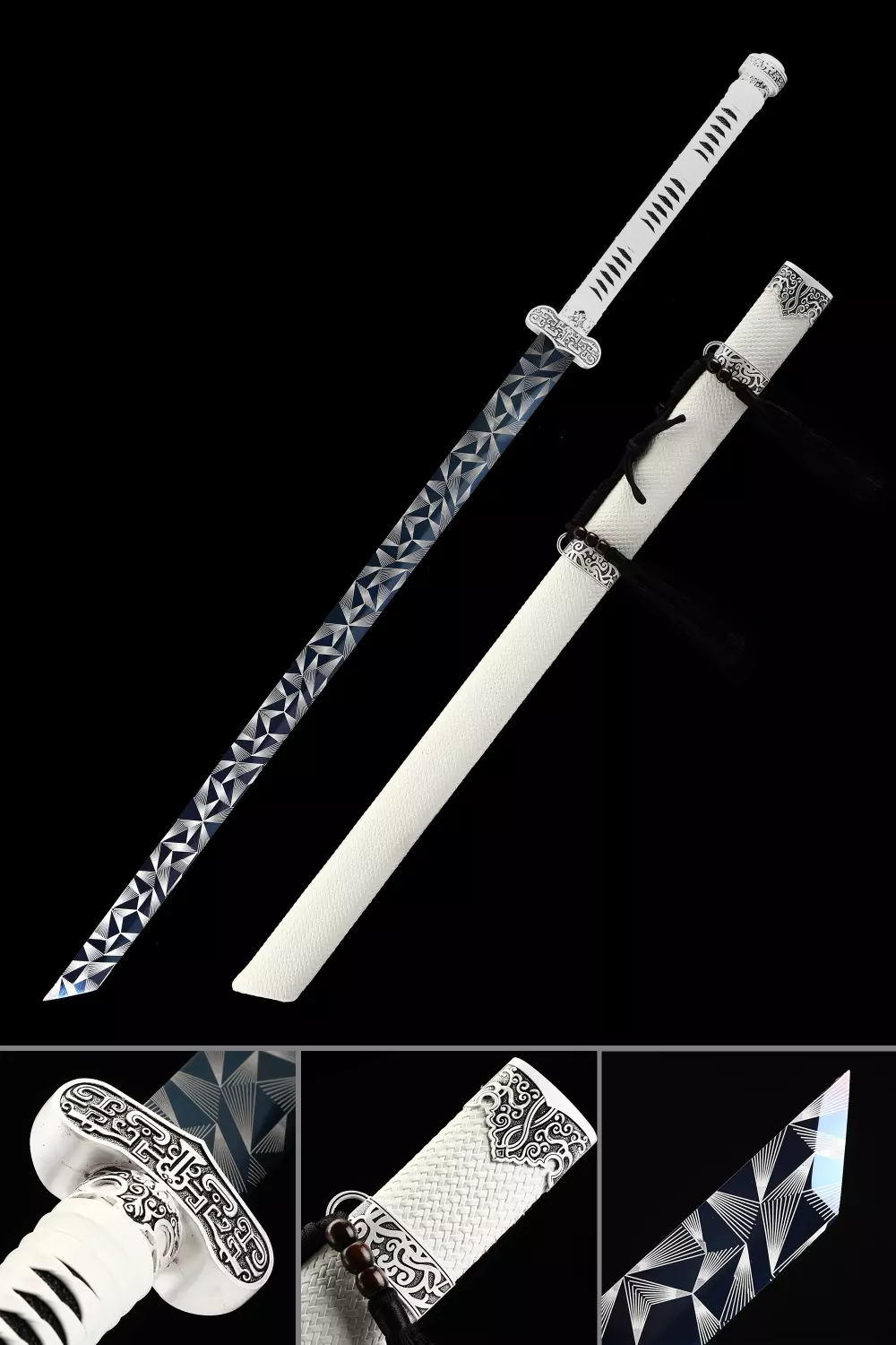Espada Samurai  Espada Samurái Japonesa Hecha A Mano Con Hoja Azul Y Vaina  - TrueKatana