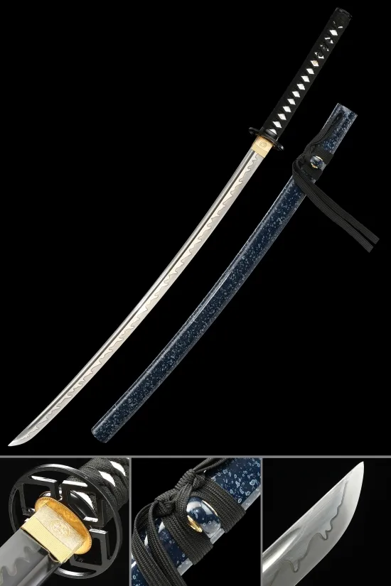 Handmade Full Tang Japanese Samurai Sword 1095 Carbon Steel With Marble Scabbard