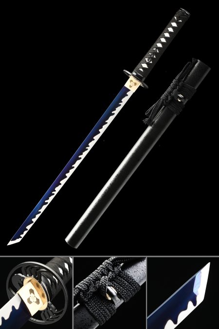 Handmade Japanese Ninjato Sword Full Tang With Blue Blade