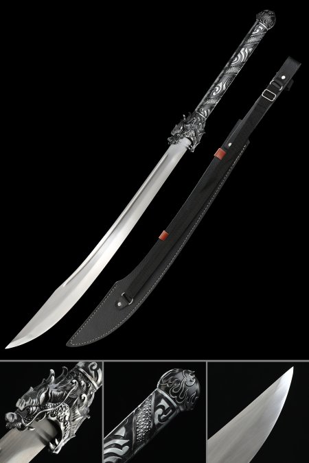 Handcrafted 1095 Carbon Steel Fantasy Sword With Black Pu Leather Scabbard