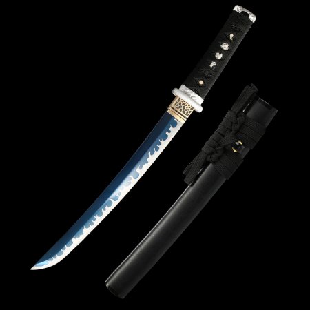 Handmade Full Tang Japanese Tanto Sword With Blue Manganese Steel Blade