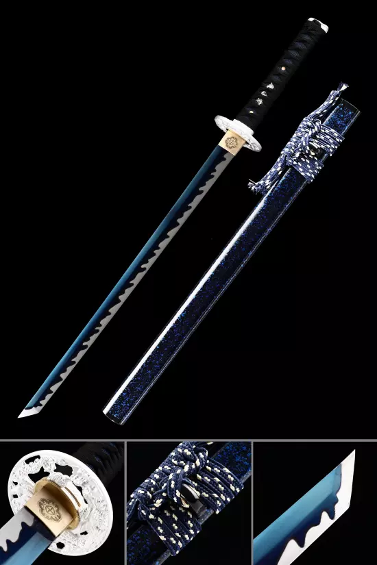 Handmade Japanese Ninjato Ninja Sword With Dark Blue Blade