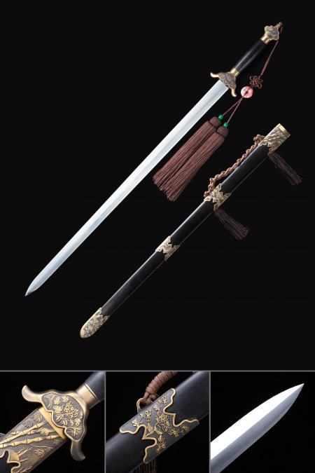 Handmade Blackwood Bamboo Theme Manganese Steel Song Dynasty Chinese Swords