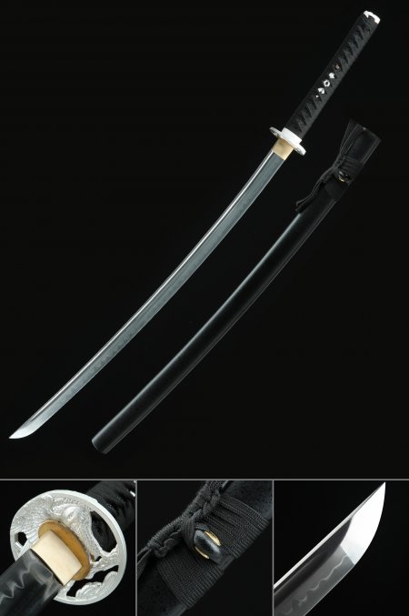 Épée De Samouraï Japonais Faite à La Main En Acier Au Carbone T10 Pleine Soie