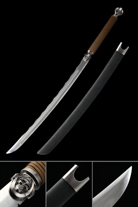 Épée Katana Japonaise Faite à La Main Avec Fourreau En Cuir Noir