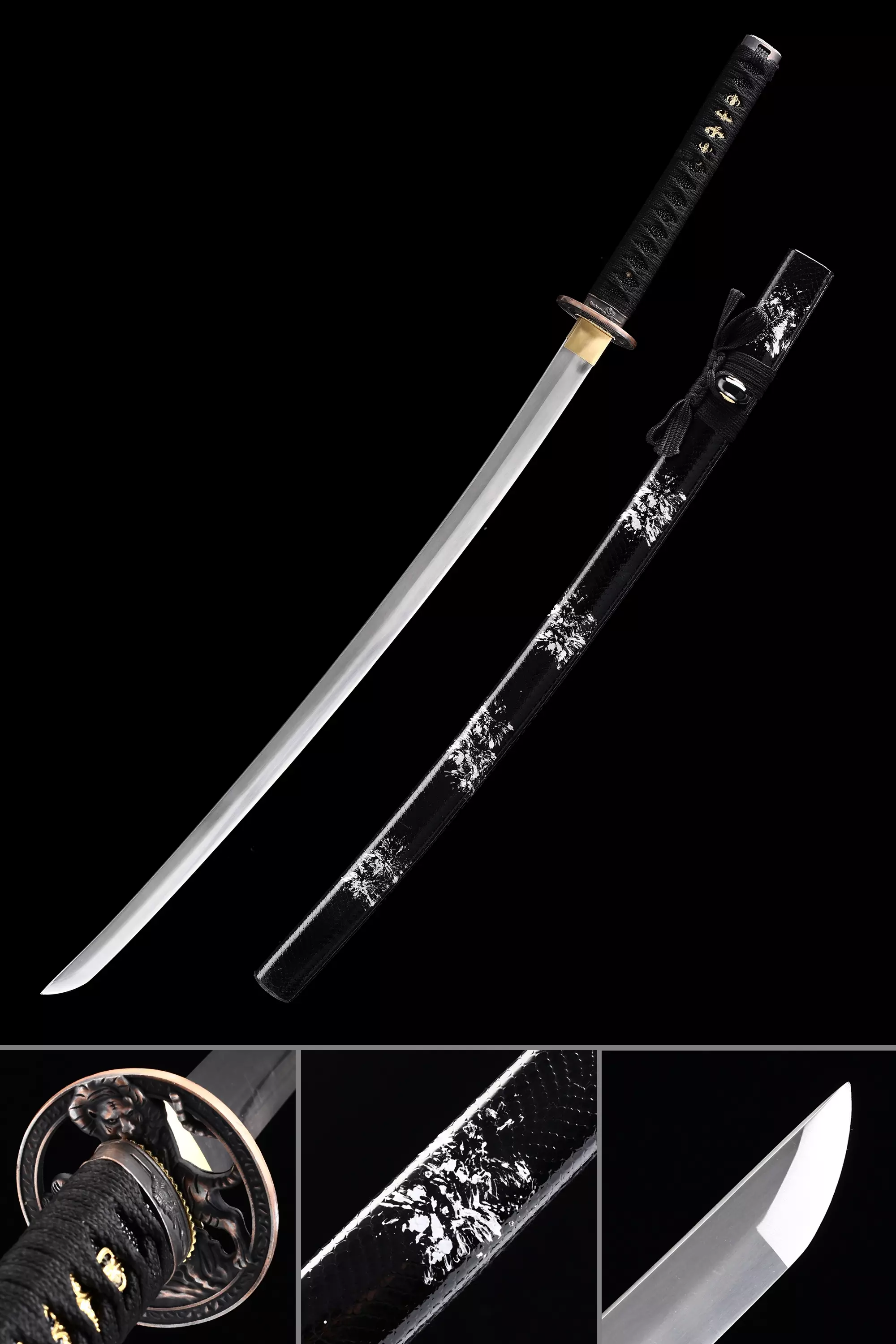 Tiger Katana | Handmade Japanese Katana Sword Full Tang With Tiger ...