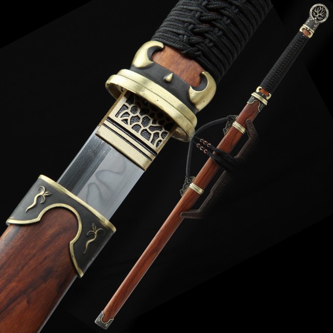 High-performance 1095 Carbon Steel Real Hamon Chinese Tang Dynasty Sword With Rosewood Scabbard