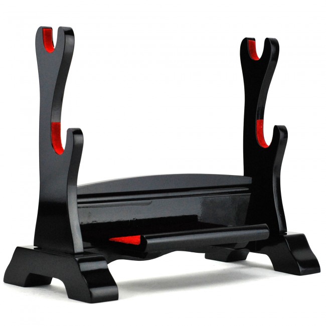 Black Wooden Double Tier Sword Stand Katana Samurai Sword Holder
