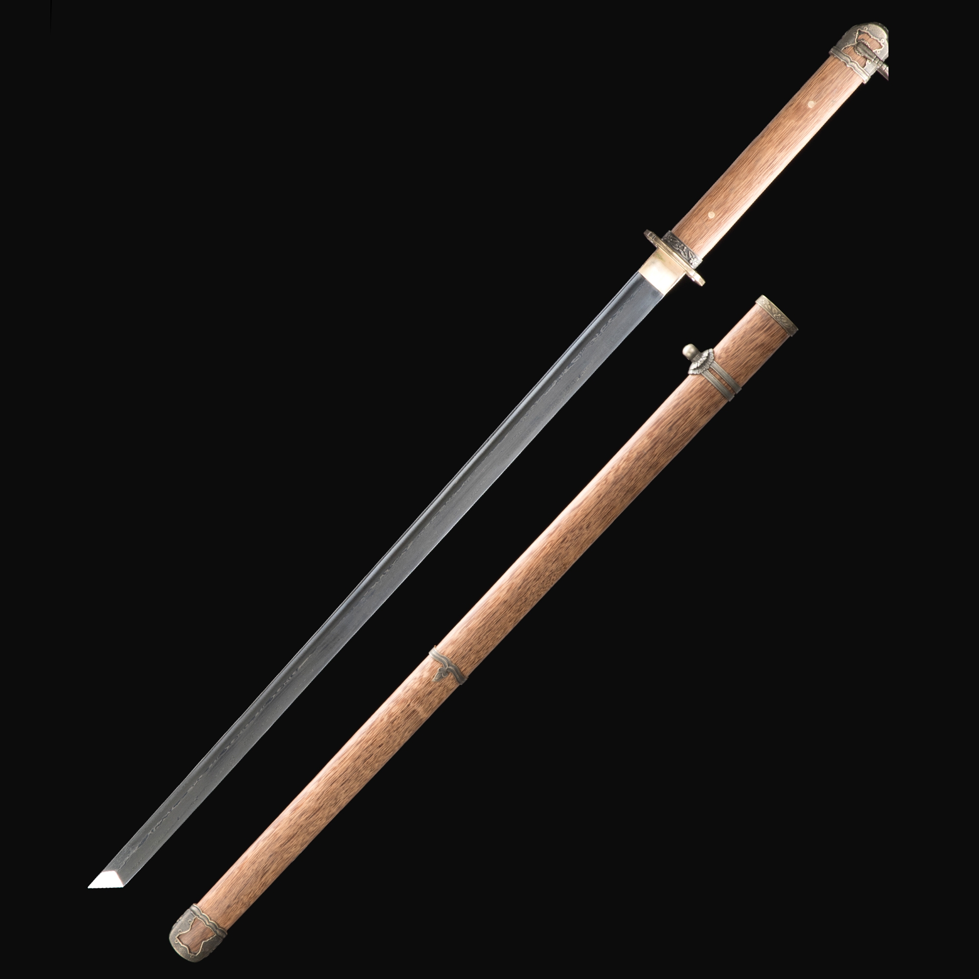 Ww2 Japanese Straight Sword | Chrysanthemum Tsuba Damascus Steel