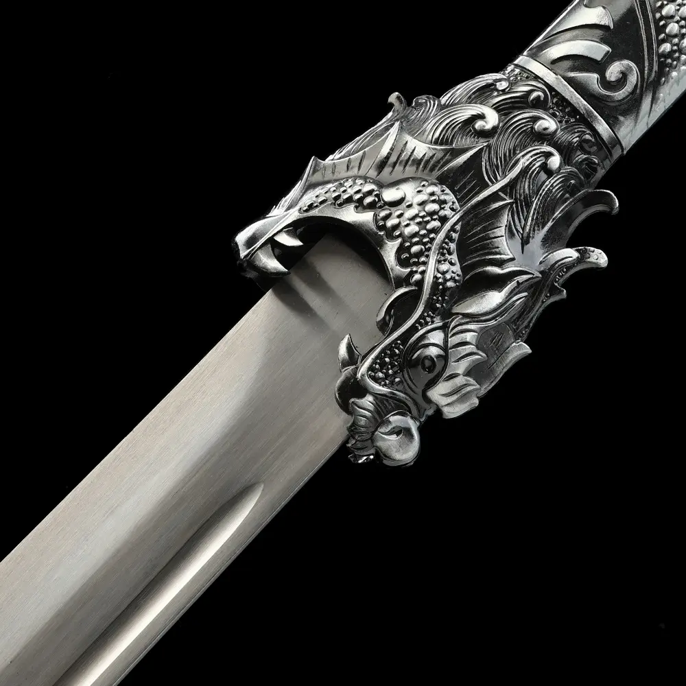 Handcrafted 1095 Carbon Steel Fantasy Sword With Black Pu Leather