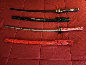 Handmade Japanese Katana Sword T10 Carbon Steel With Black Scabbard