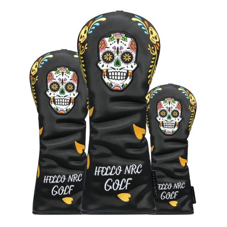 Skull Style Golf Wood Headcovers Set - Black