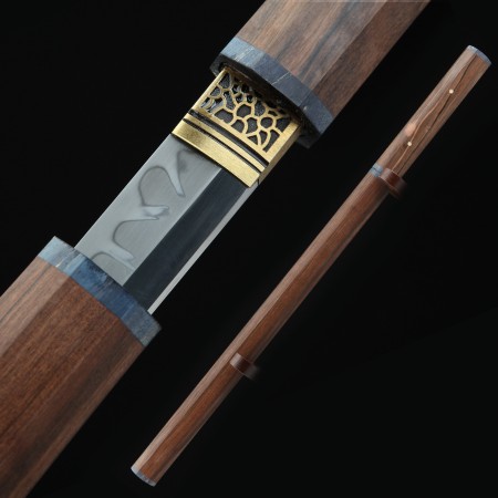 High-performance 1095 Carbon Steel Real Hamon Chinese Tang Dynasty Sword With Handwood Scabbard