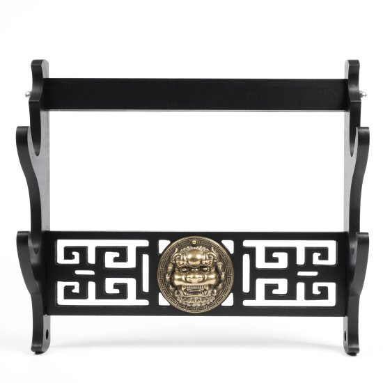 Handmade Black Wooden Double Tier Katana Sword Stand Wall Mount