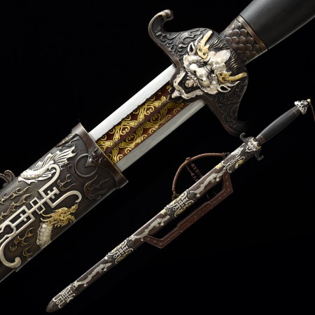 High-performance Manganese Steel Red Gilt Blade Chinese Han Dynasty Sword With Gilt Copper Scabbard