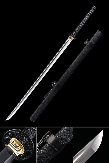 Handmade Japanese Chokuto Ninjato Sword With Black Scabbard