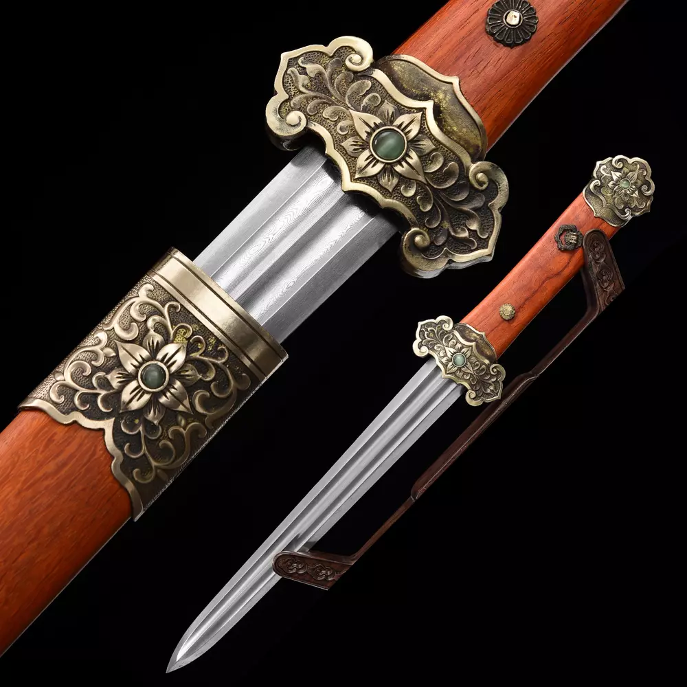  Rosewood Damascus Folded Steel Blade Chinese Tiger