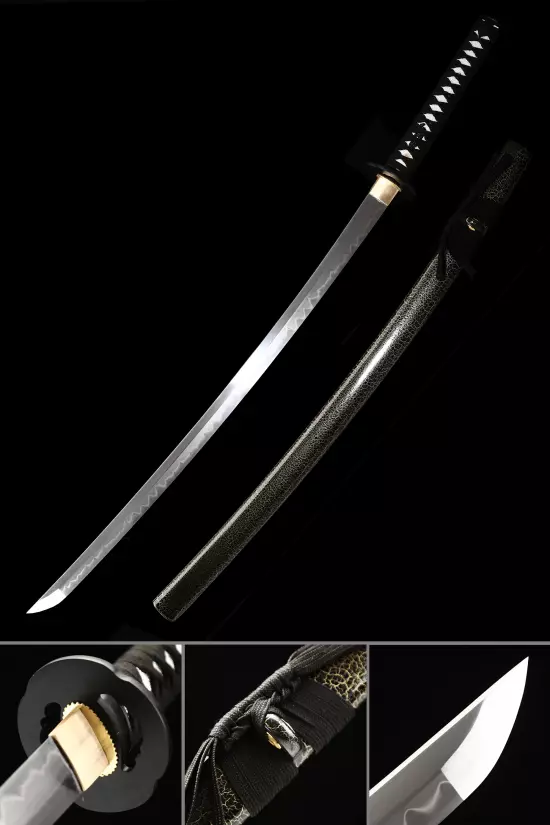 Japanese Katana Sword T10 Folded Clay Tempered Steel Full Tang