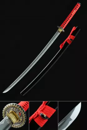 Katana De Hoja Roja  Espada Samurái Japonesa Hecha A Mano Con Hoja Roja  Carmesí - TrueKatana