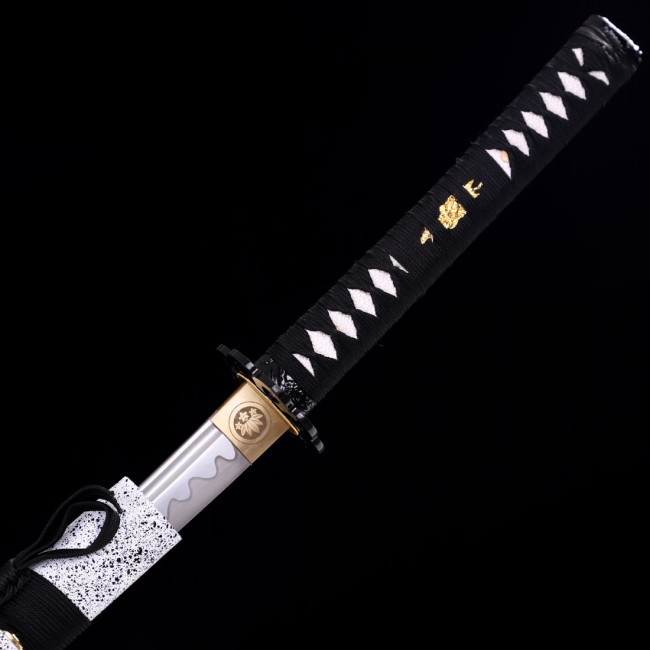 Hand Forged Japanese Ninja Chokuto Sword 1095 High Carbon Steel Iron Tsuba  Black Saya - COOLKATANA