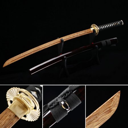 Handmade Japanese Wooden Unsharp Katana With Brown Blade