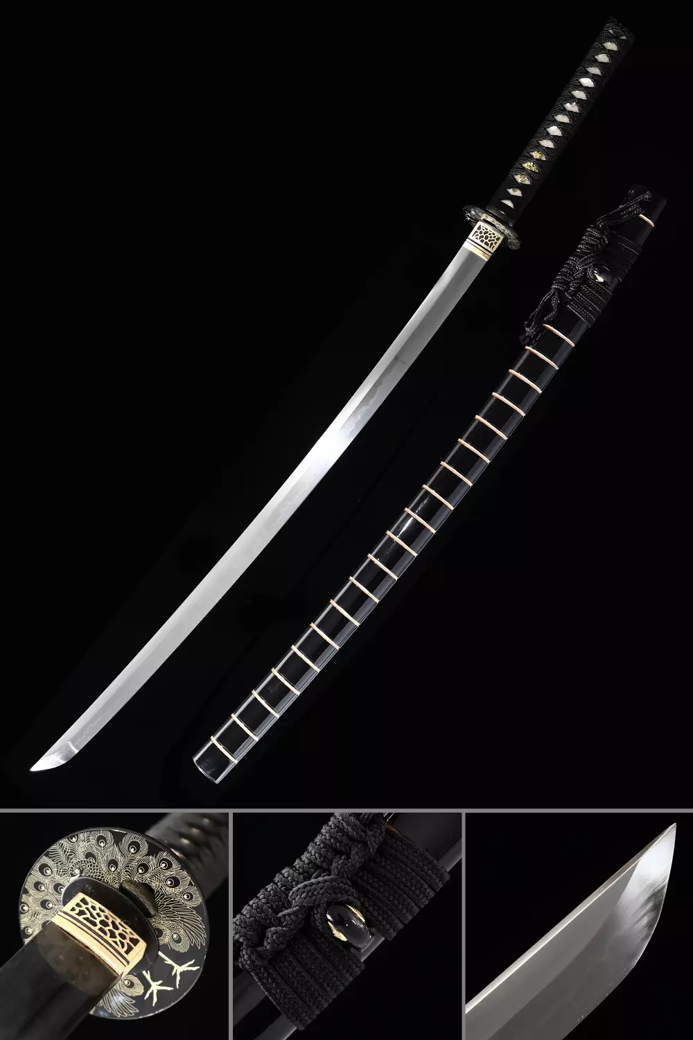Handmade Folded Steel Katana Japanese Samurai Sword Full Tang Battle Ready Sharp 