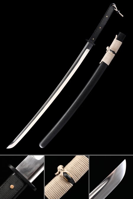Handmade Tactical Katana Sword High Manganese Steel With Black Scabbard
