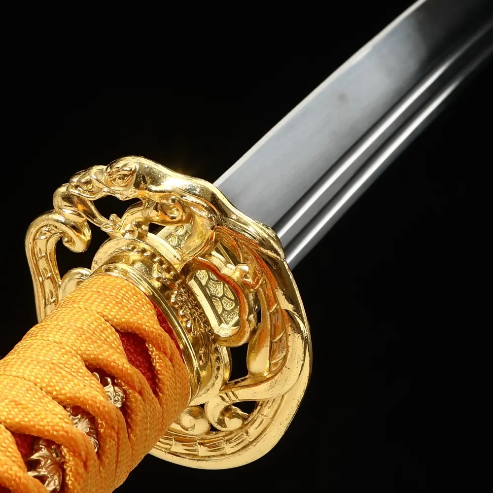 Japanese Sword | 1065 Carbon Steel Katana with Skull Gold Tsuba