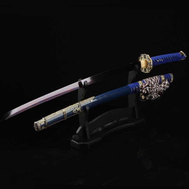 Catastrophe De L'épée  Acier Au Manganèse Japonais Fait Main D'épée De  Tachi Odachi Avec La Lame Bleue - TrueKatana