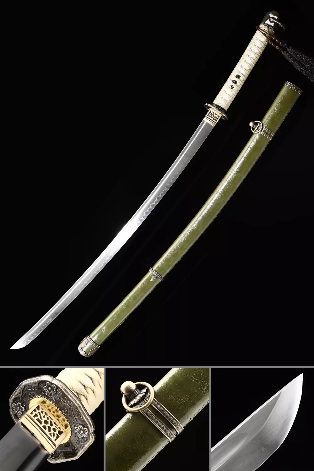 Handmade Japanese officer saber Samurai Katana Sword Full Tang Tachi Very Sharp 