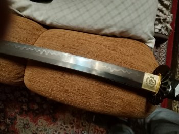 Handmade T10 Carbon Steel Real Hamon Japanese Wakizashi Sword With Red Scabbard